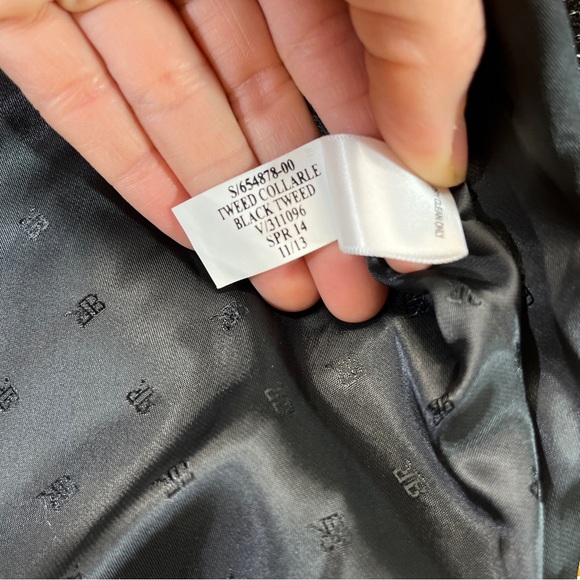 Banana Republic Black Tweed Longline Jacket Petite Small PS Swing Collarless B87 - Picture 14 of 16